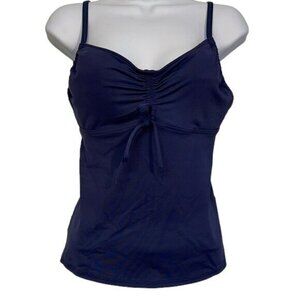 Lands' End Navy Blue Spaghetti Strap Tie Front Tankini Swimsuit Size 8 EUC #2452